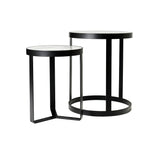 Iroko Side Table - Marble Top