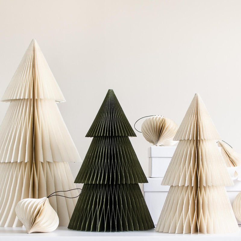 Deluxe Paper Christmas Tree Off White/Glitter