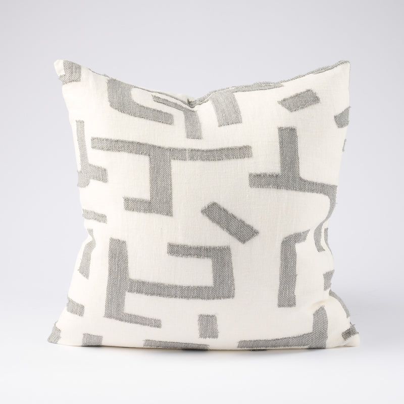 Antico Linen Cushion - White/Slate