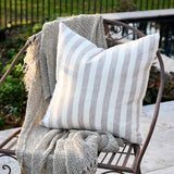 Santi Outdoor Linen Cushion - White/Silver Stripe