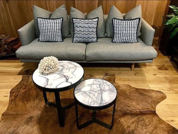 Iroko Side Table - Marble Top