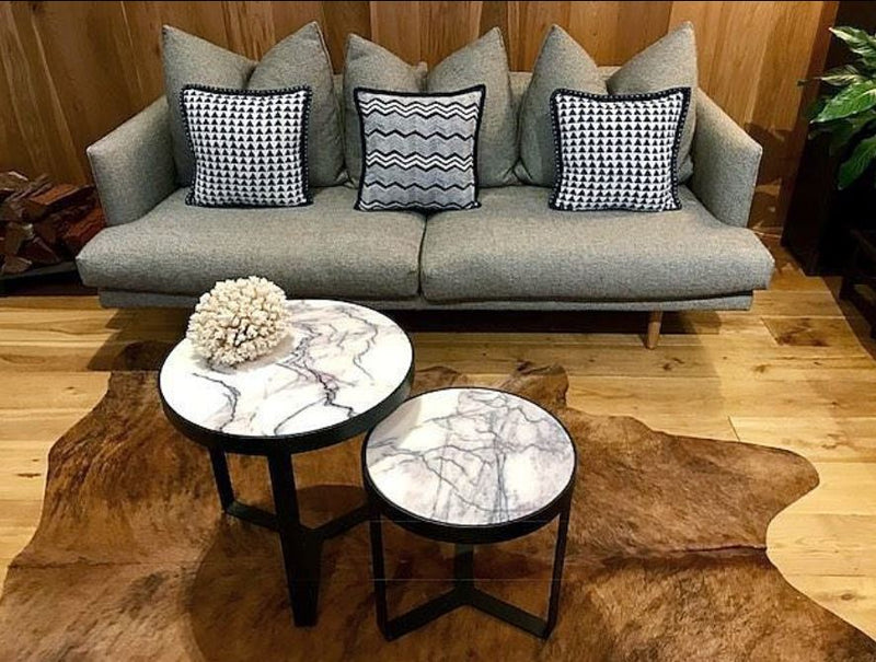 Iroko Side Table - Marble Top