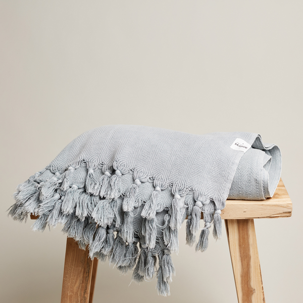 Vintage Wash Cotton Blanket - Pale Grey | By Saarde