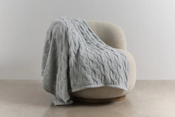 Chunky Cable Angora & Merino Wool Throw | By bemboka