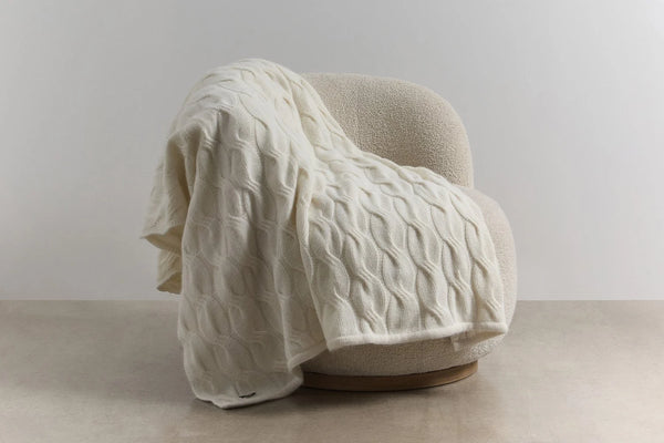 Chunky Cable Angora & Merino Wool Throw | By bemboka