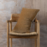 Linen/Velvet Square Cushion - Nutmeg | By Saarde